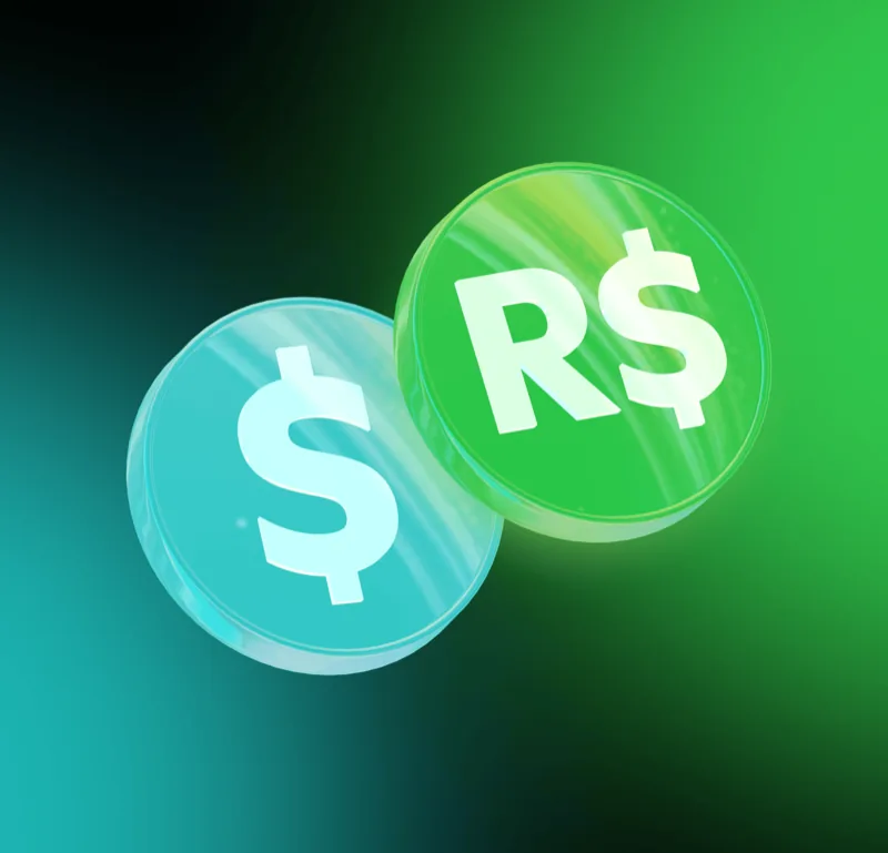 Moeda USDT (dólar digital) e moeda R$ (real) lado a lado representando a conversão instantânea na Bipa
